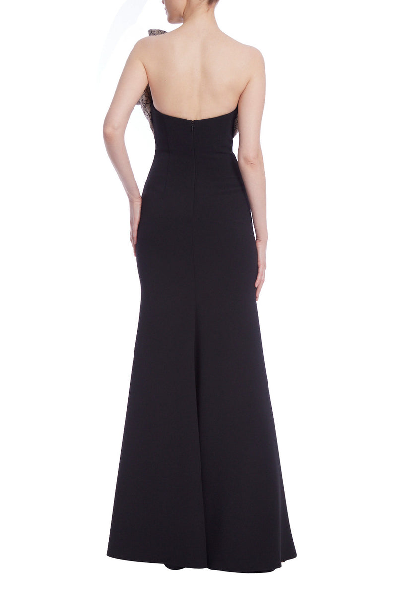 Badgley Mischka Strapless Gown with Asymmetrical Bodice EG4311