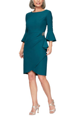 Alex Evenings Compression Cocktail Dress with Bell Sleeves 134183