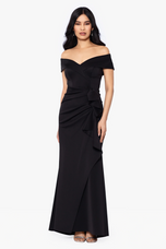 Xscape Evenings "Patti" Off the Shoulder Scuba Crepe Dress 4793X