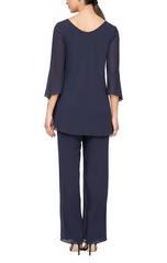 Alex Evenings Frilled Top Chiffon Pantsuit 8192002