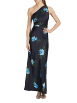 Sachin & Babi "Delphine" One Shoulder Floral Gown