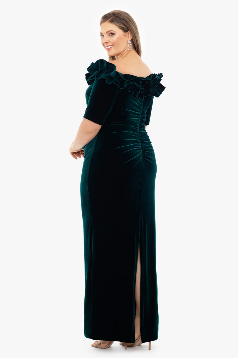 Xscape Evenings Off the Shoulder Velvet Evening Dress 5082X