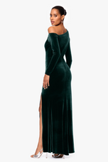 Betsy & Adam "Annette" Velvet Drop Shoulder Evening Dress A25329