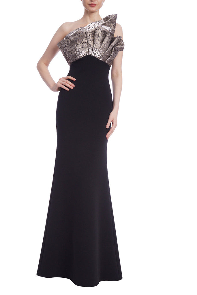 Badgley Mischka Strapless Gown with Asymmetrical Bodice EG4311