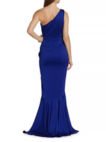 Teri Jon Asymmetric Hammered Satin Gown 227011