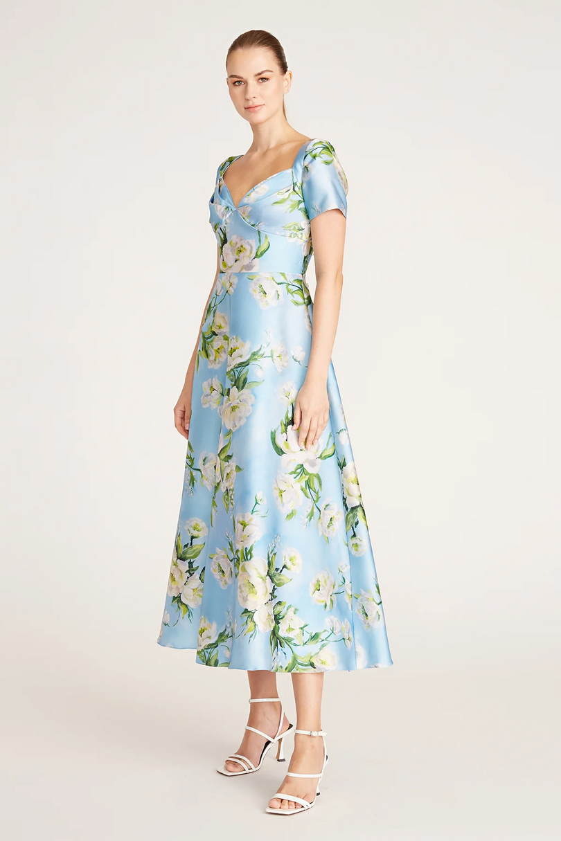 Theia Tea Length Floral "Anisa" Dress 8819403