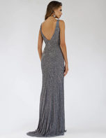 Lara Beaded Evening Gown with Slit 29528