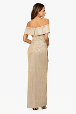 Xscape Evenings "Tessa" Glitter Off the Shoulder Evening Dress 5055X