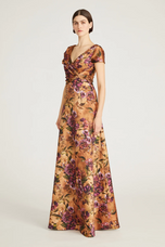 Theia "Nina" Twist Drape A Line Gown 88110284