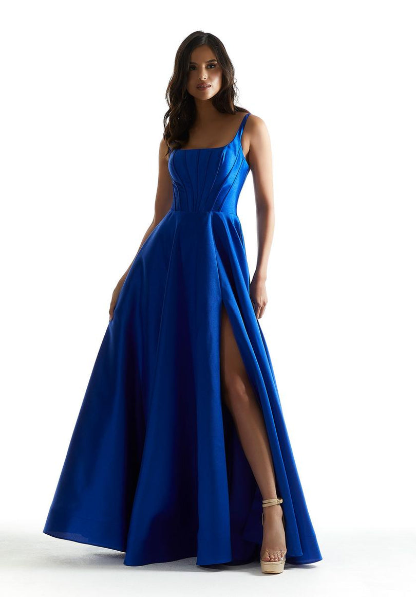 Sweetheart Blue Corset Pleated Long Prom Dress – FancyVestido