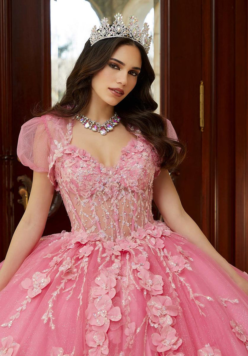 Vizcaya by Morilee 3D Floral Glitter Quince Dress 89475