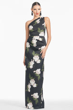 Sachin & Babi "Delancy" Floral One Shoulder Gown