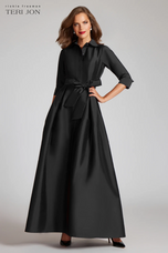 Teri Jon Taffeta Shirt Waist Evening Gown 229051