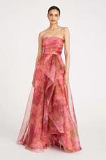 Theia Strapless A-line Floral Evening Gown 8818871