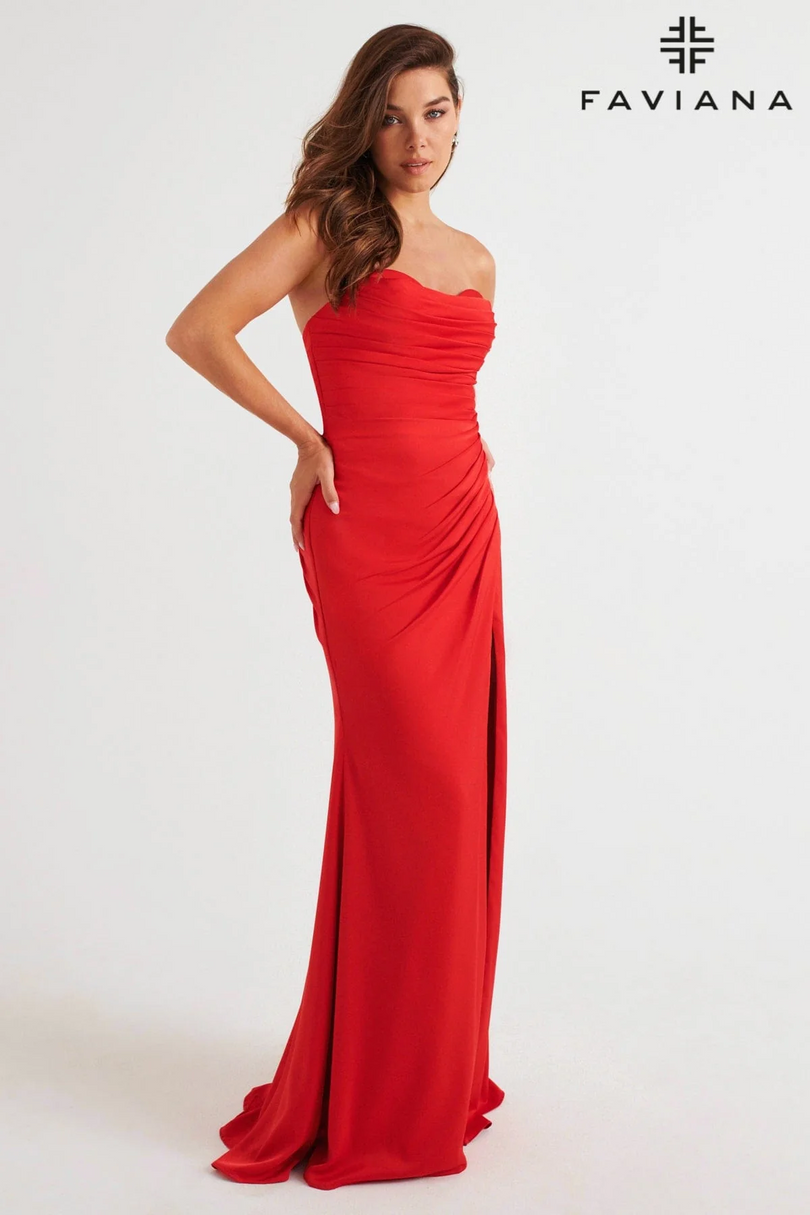 Faviana Strapless Ruched Dress 11268