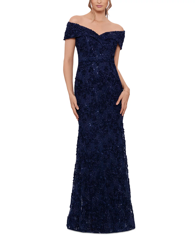 Xscape Evenings "Jill" Off the Shoulder Lace Gown 4618X