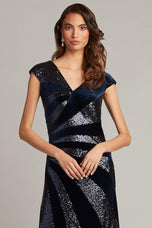 Tadashi Shoji Sequin Stripe Velvet Column Gown BAL23354L