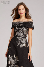 Teri Jon Floral Jacquard Off the Shoulder Gown 217048