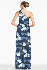 Sachin & Babi "Delancy" Floral One Shoulder Gown