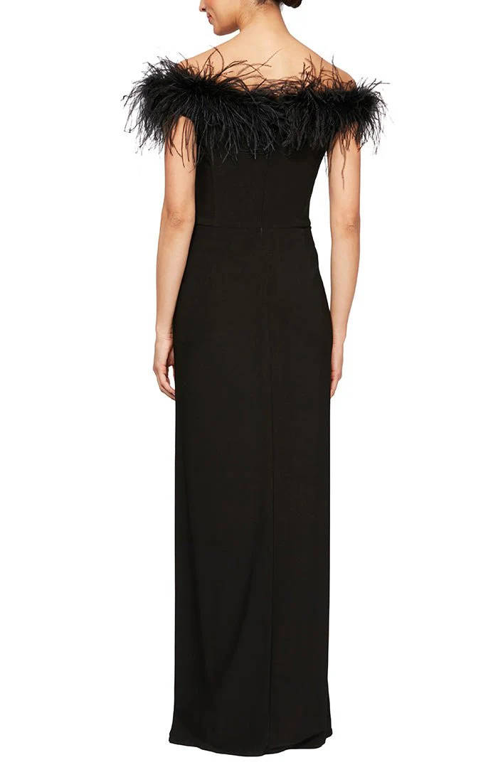 Alex Evenings Off the Shoulder Feather Evening Gown 81351465